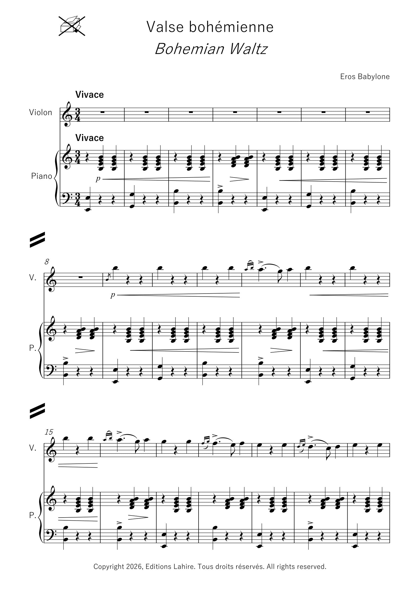 LES CONTINENTS - Europe pour violon et piano, 19 pages, (II+14+3) (v.vp)