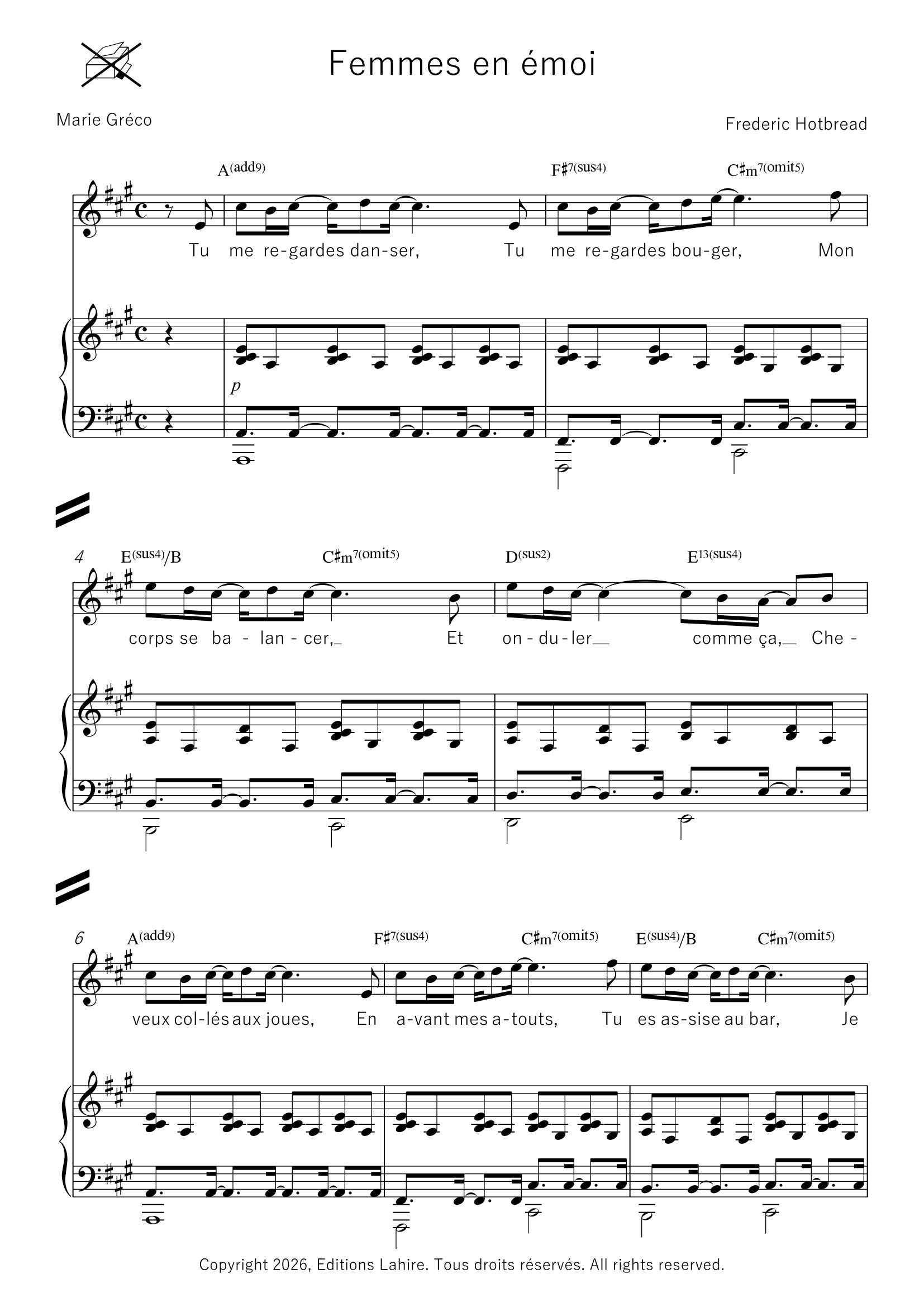FEMMES EN EMOI  - Pour voix et piano, 9 pages (IV+5)
