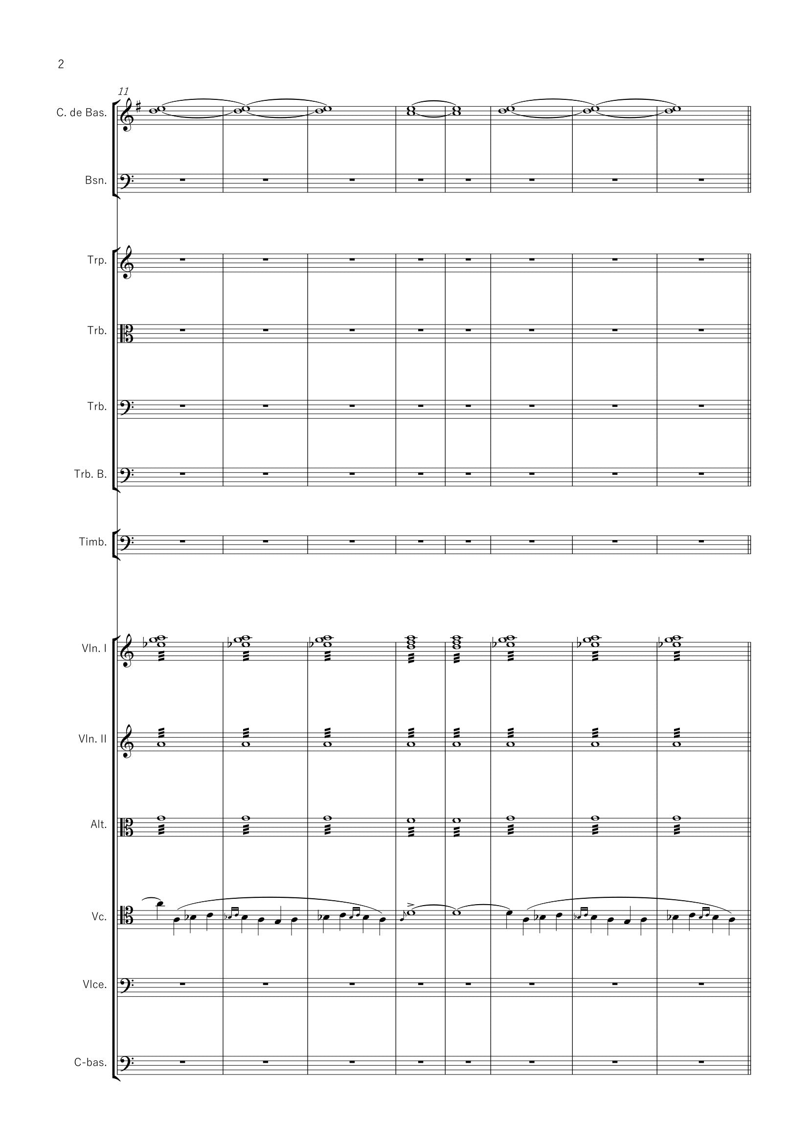 LA NUIT DU DESTIN - Pour orchestre avec 3 trombones et 2 cors de basset, 41 pages, (IV+37)