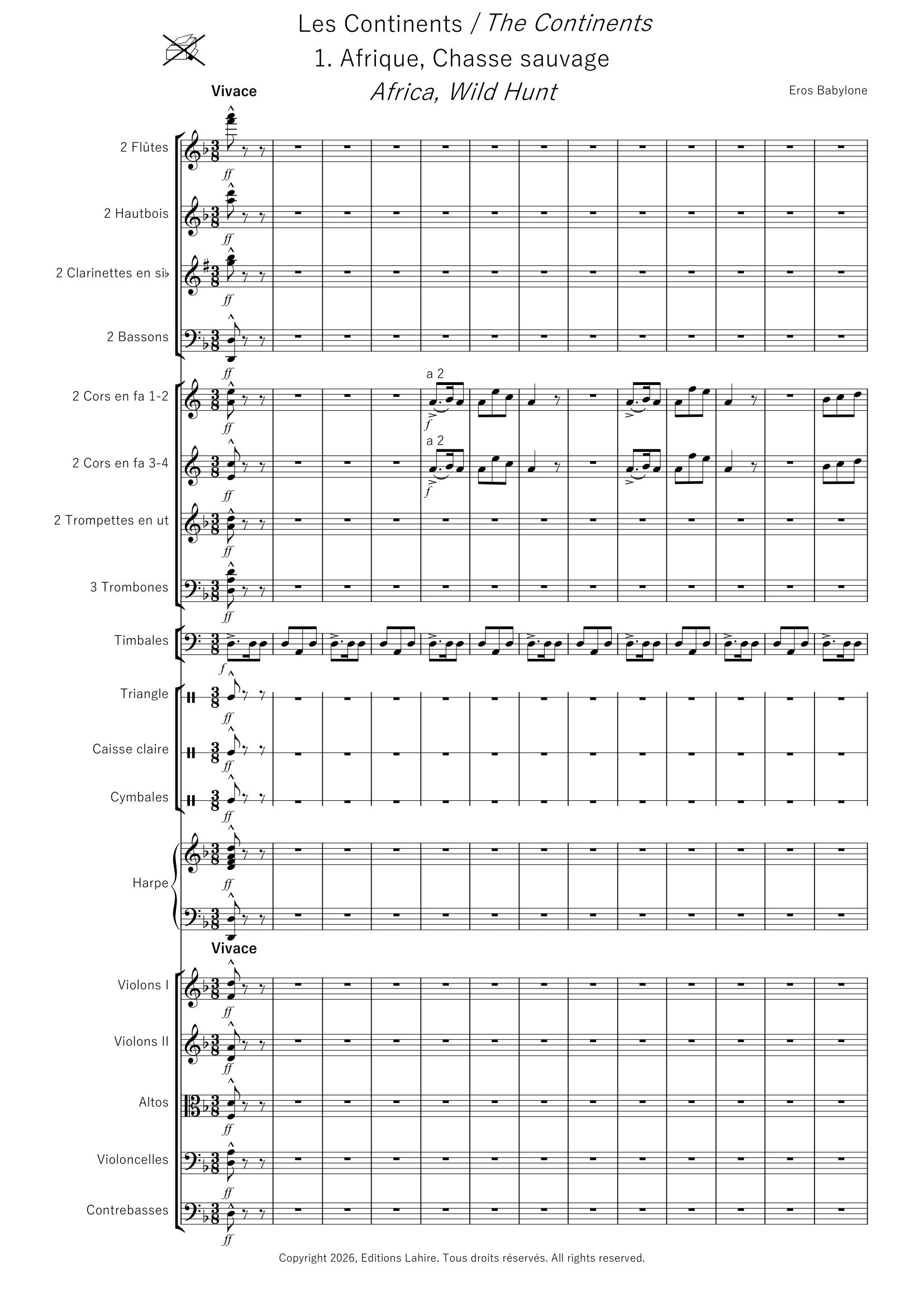 LES CONTINENTS - Suite pour orchestre, partition intégrale, 116 pages (VI+110) (v.o)