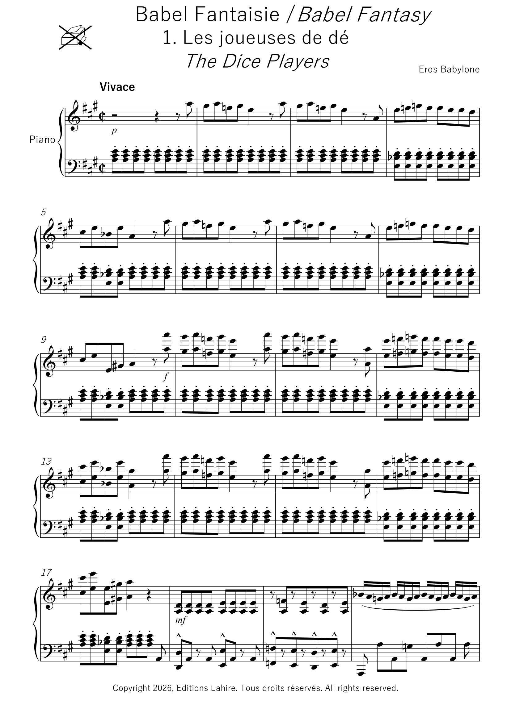 BABEL FANTAISIE - Suite pour piano, partition intégrale, 41 pages, (IV+37) (v.p)