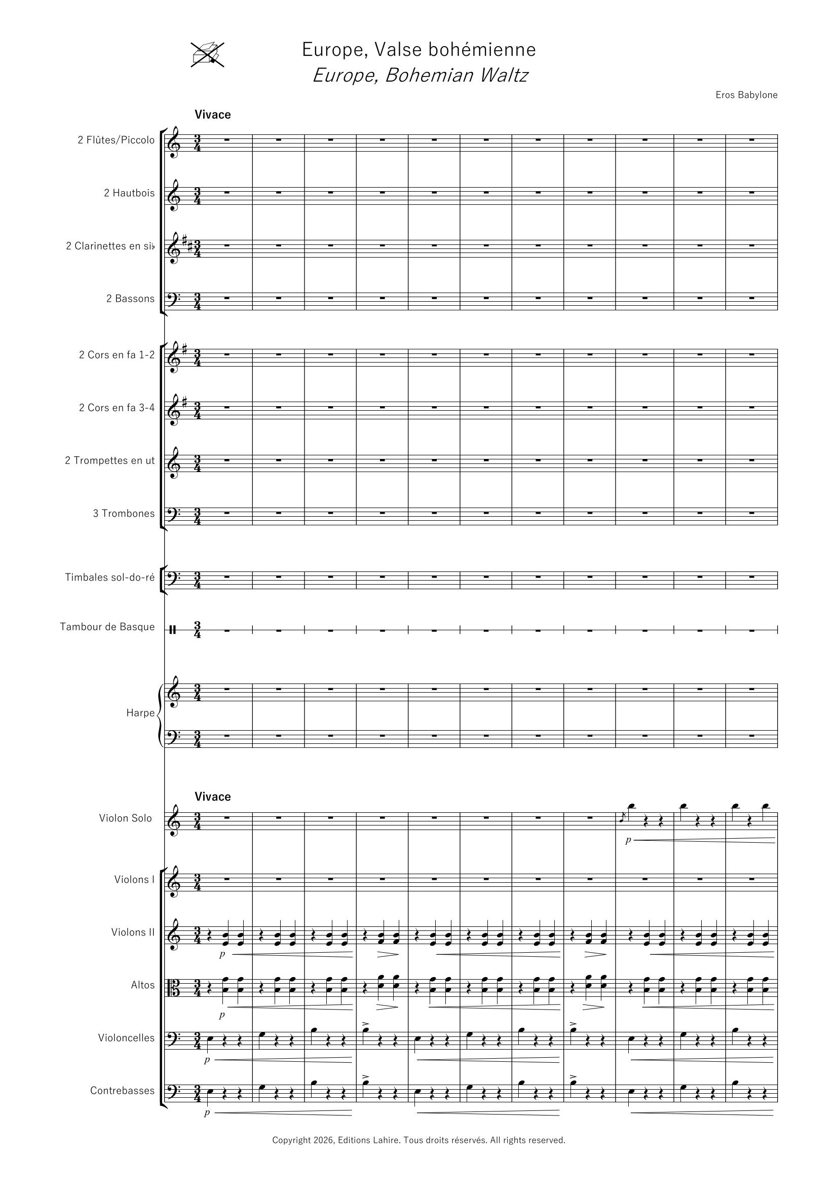 LES CONTINENTS - 3. Europe, Valse bohémienne, 25 pages, (IV+21) (v.o)