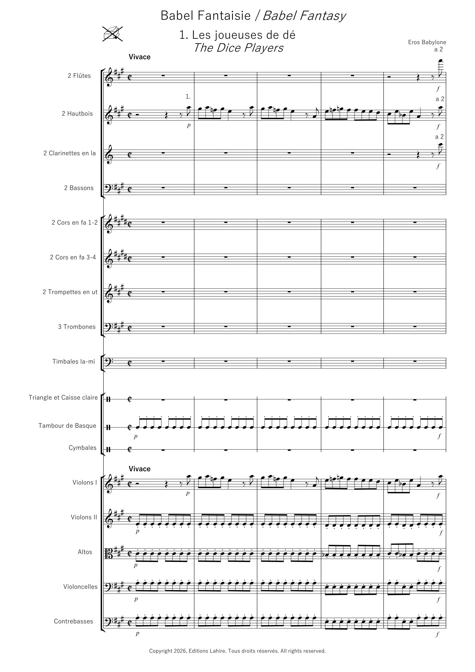 BABEL FANTAISIE - Suite pour orchestre, partition intégrale 105 pages (VI+99) (v.o)